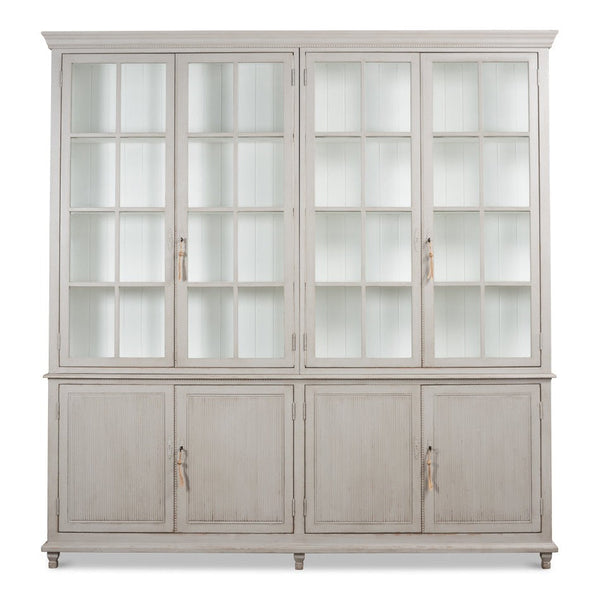 Harper Glass Doors Front Curio Bookcase With Cabinets-Buffets & Curios-Sarreid-LOOMLAN