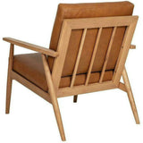 Harper Tan Leather Seat Wood Arm Accent Chair