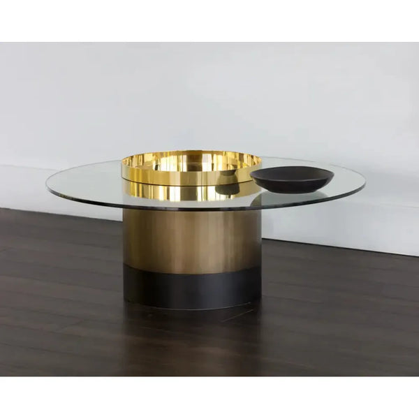 Haru Glass Topped Round Coffee Table-Coffee Tables-SUNPAN-LOOMLAN