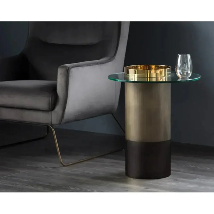 Haru Glass Topped Round End Table - LOOMLAN - SUNPAN - Side Tables