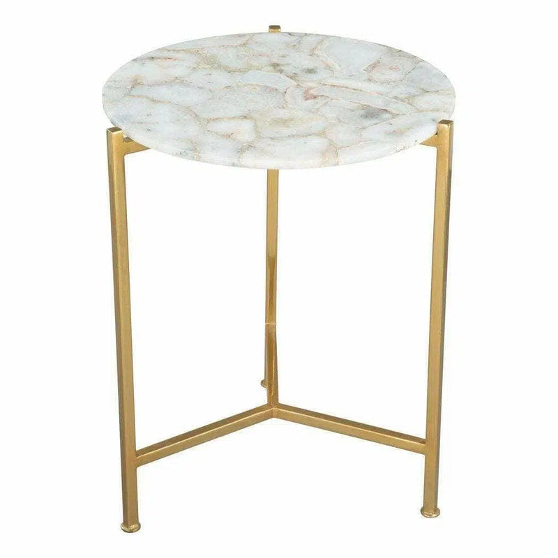 Haru Side Table White & Gold