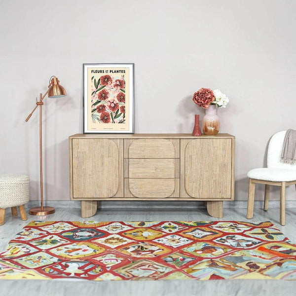 Haru Wooden 5 Center Drawer Sideboard