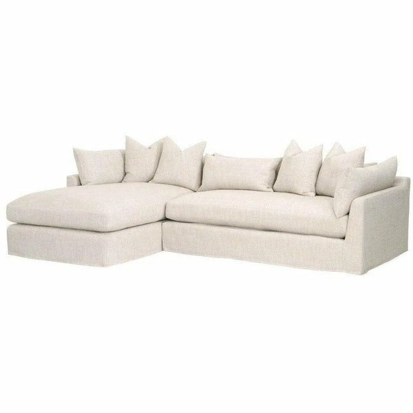 Haven 110" Lounge Slipcover LF Sectional Bisque Espresso Sectionals LOOMLAN By Essentials For Living