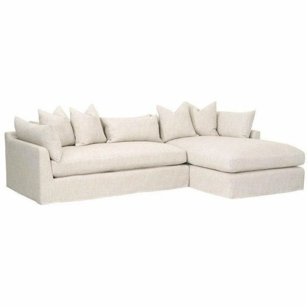 Haven 110" Lounge Slipcover RF Sectional Bisque Espresso Sectionals LOOMLAN By Essentials For Living
