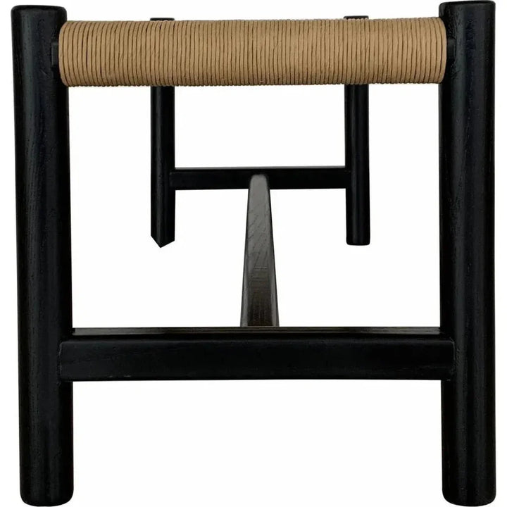Hawthorn Black Small Wood & Rope Seat Bench - LOOMLAN - Moe's Home - Bedroom Benches