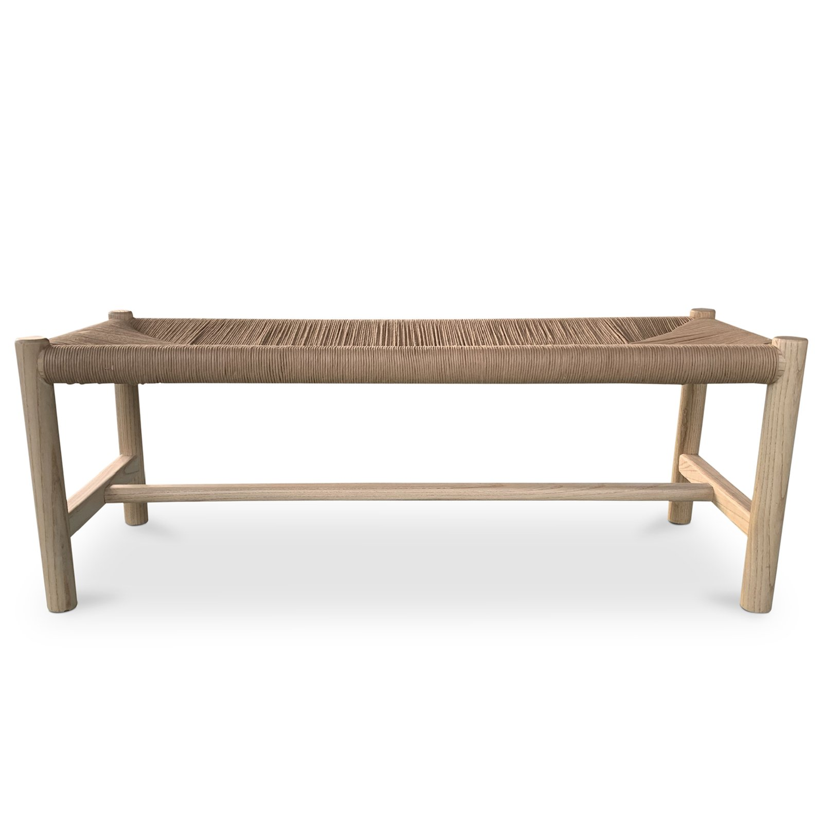 Timber Rope Seat Hawthorn Large Natural Elm Wood & Rope Seat Bench - LOOMLAN