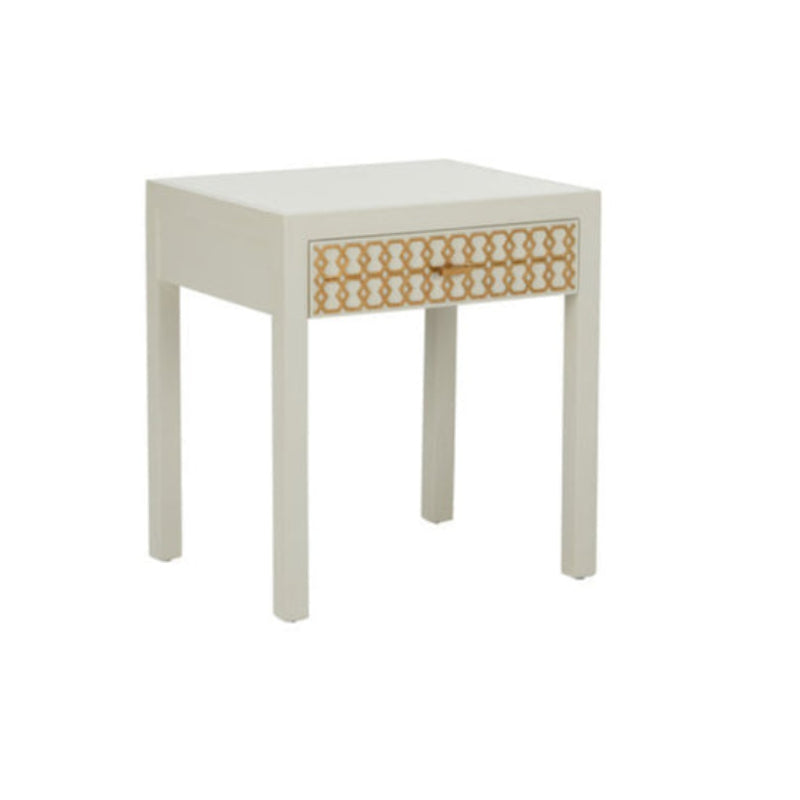 Hazel Honeycomb Pattern Grey Nightstand-Nightstands-Chelsea House-LOOMLAN