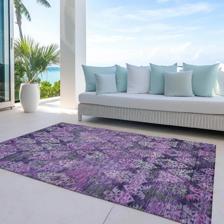 Helissa Purple Washable Indoor - Outdoor Rug - LOOMLAN - LOOMLAN Rugs - Outdoor Rugs