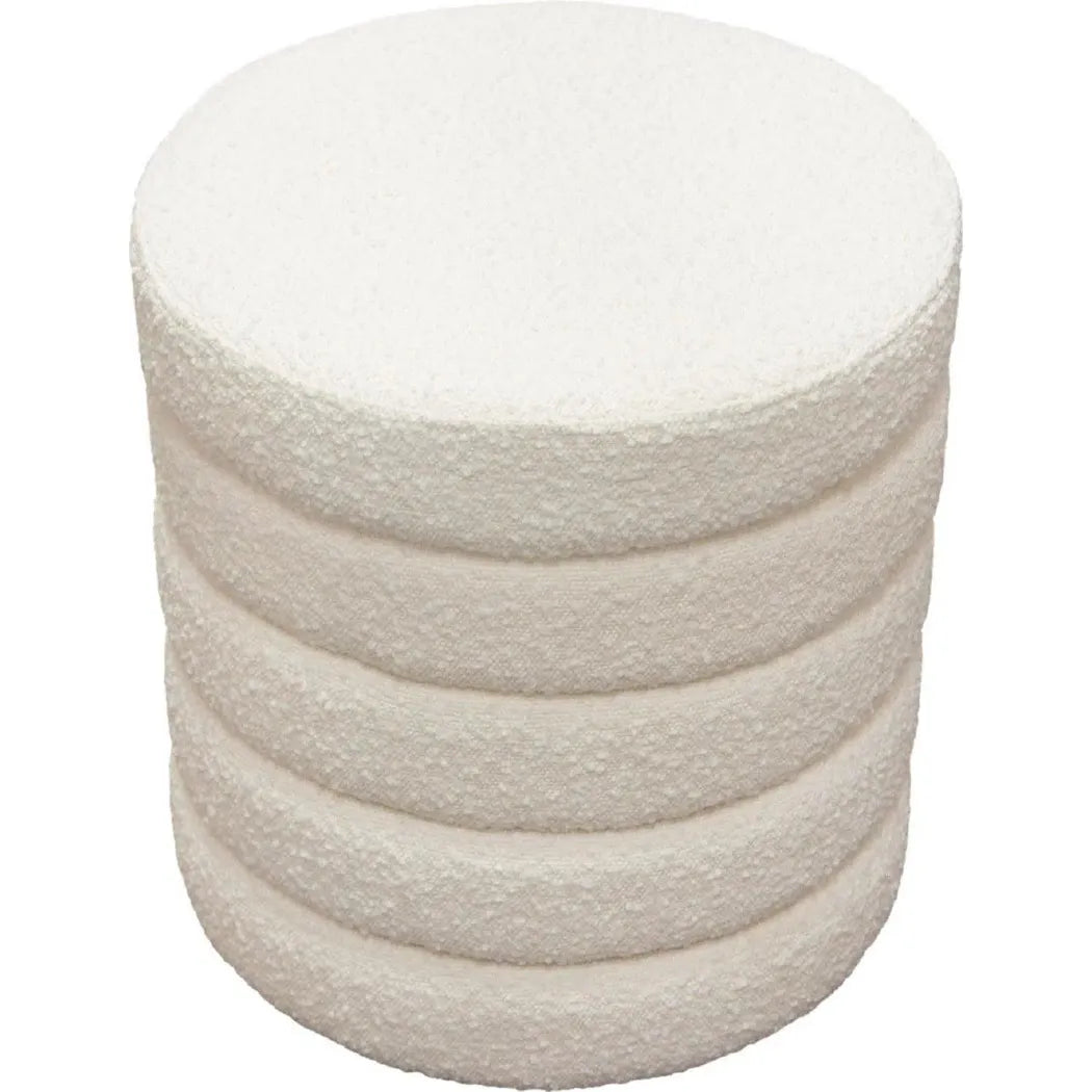 Helix Round Accent Ottoman in Boucle fabric