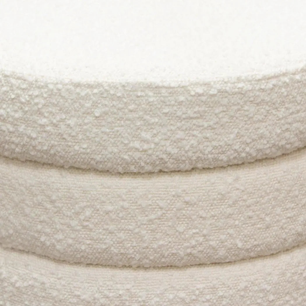 Helix Round Accent Ottoman in Boucle fabric