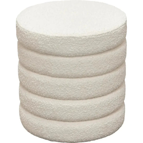 Helix Round Accent Ottoman in Boucle fabric - LOOMLAN - Diamond Sofa - Ottomans