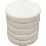 Helix Round Accent Ottoman in Ivory Boucle fabric-Ottomans-Diamond Sofa-LOOMLAN