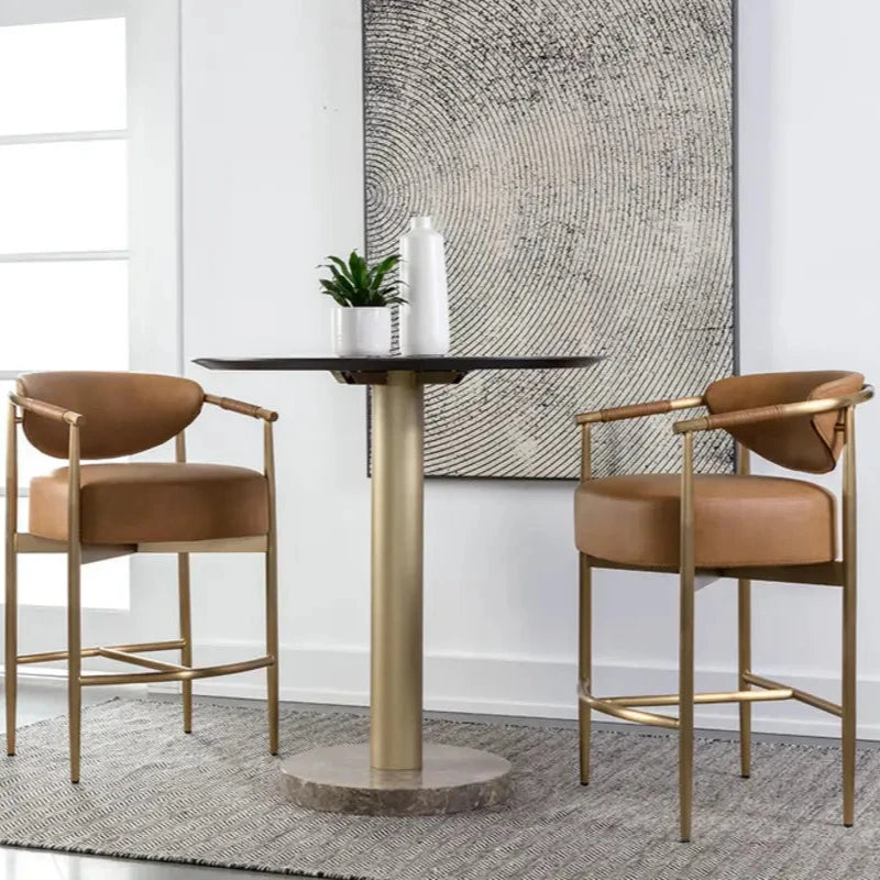 Heloise Leather Counter Stool-Counter Stools-SUNPAN-LOOMLAN