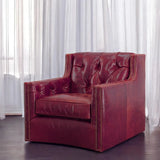 Henry Grain Red Leather Large Swivel Chair