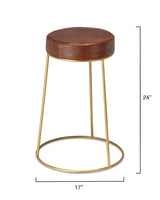Henry Round Leather Counter Stool-Counter Stools-Jamie Young-LOOMLAN