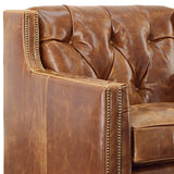 Brandy Top Grain Brown Leather Large Swivel Chair