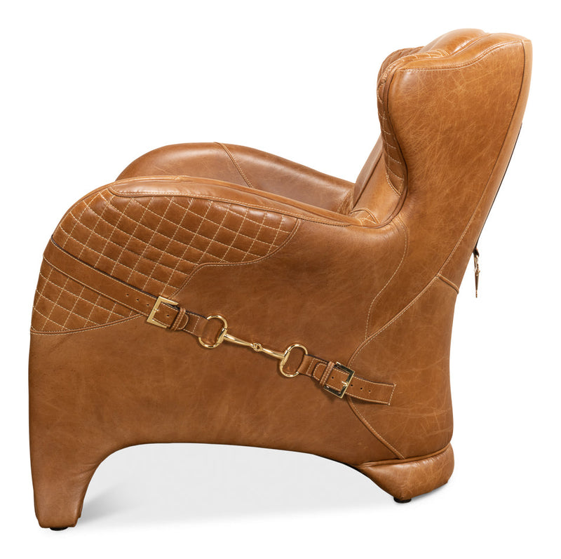 Hera Arm Chair Unique Leather Club Chair-Club Chairs-Sarreid-LOOMLAN