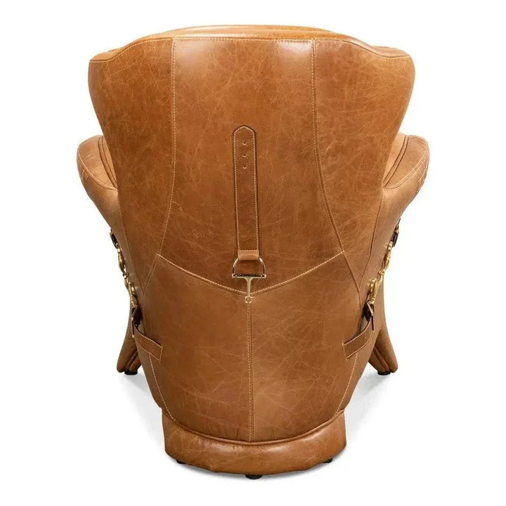 Hera Arm Chair Unique Leather Club Chair - LOOMLAN - Sarreid - Club Chairs