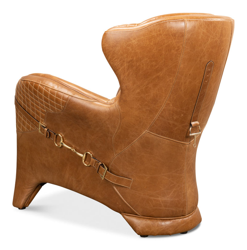Hera Arm Chair Unique Leather Club Chair-Club Chairs-Sarreid-LOOMLAN
