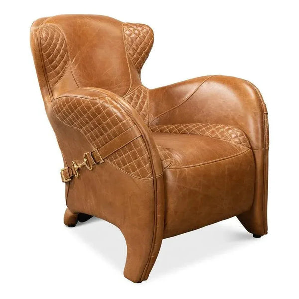 Hera Arm Chair Unique Leather Club Chair - LOOMLAN - Sarreid - Club Chairs