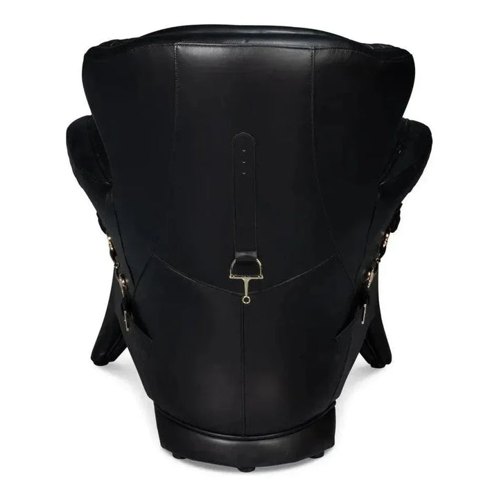 Hera Leather Black Arm Chair - LOOMLAN - Sarreid - Club Chairs