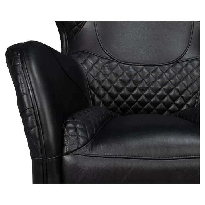 Hera Leather Black Arm Chair - LOOMLAN - Sarreid - Club Chairs