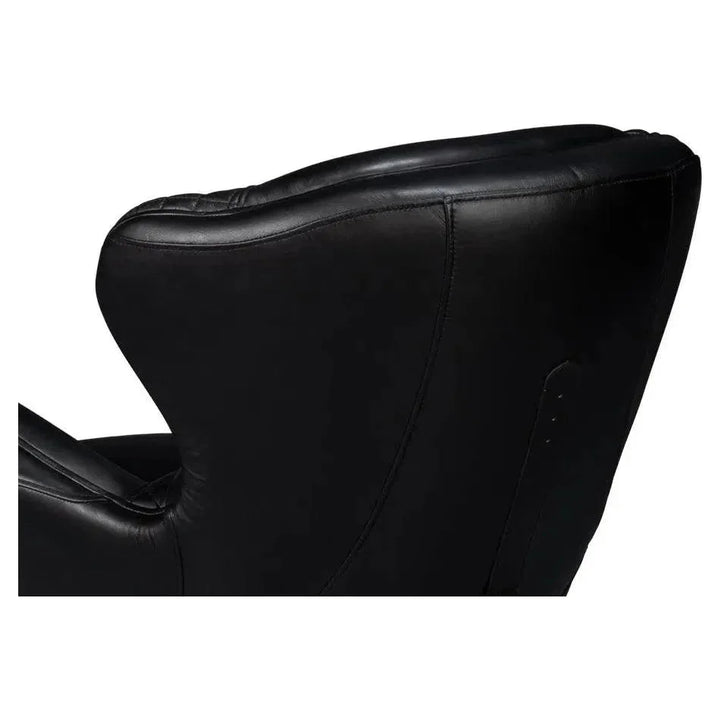 Hera Leather Black Arm Chair - LOOMLAN - Sarreid - Club Chairs