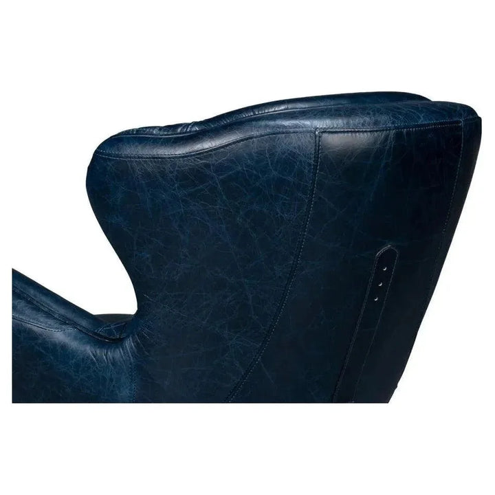 Hera Leather Blue Arm Chair - LOOMLAN - Sarreid - Club Chairs