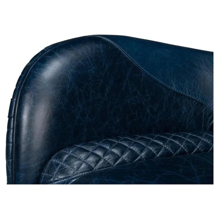 Hera Leather Blue Arm Chair - LOOMLAN - Sarreid - Club Chairs