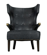 Heracles Chair, Leather-Accent Chairs-Noir-LOOMLAN