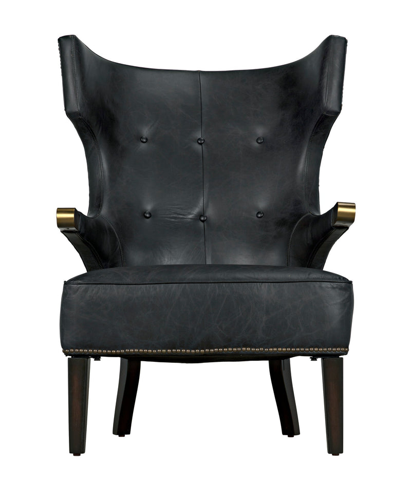 Heracles Chair, Leather-Accent Chairs-Noir-LOOMLAN