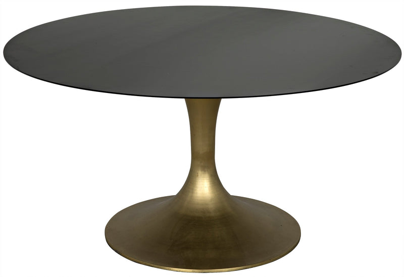 Herno Steel Round Dining Table With Brass Finished-Dining Tables-Noir-LOOMLAN