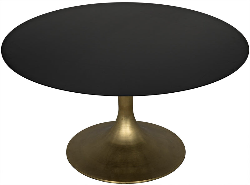 Herno Steel Round Dining Table With Brass Finished-Dining Tables-Noir-LOOMLAN