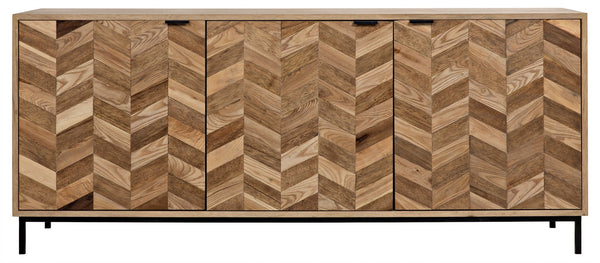 Herringbone Wood and Steel Sideboard-Sideboards-Noir-LOOMLAN