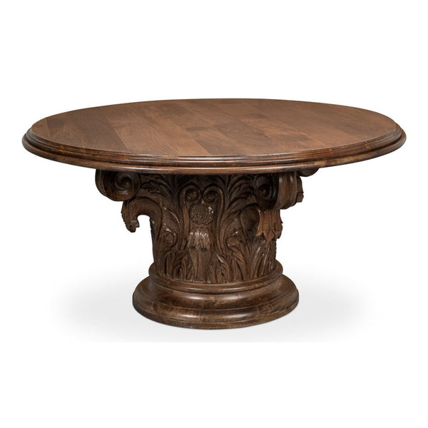 Hestia Carved Round Dining Table-Dining Tables-Sarreid-LOOMLAN