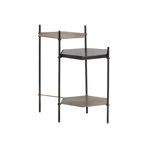 Hexall Side Table With Black Marble Finish - LOOMLAN - SUNPAN - Side Tables