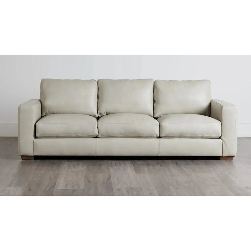 Alabama High Back Leather Sofa Light Gray Made In the USA Sofas & Loveseats LOOMLAN By Uptown Sebastian