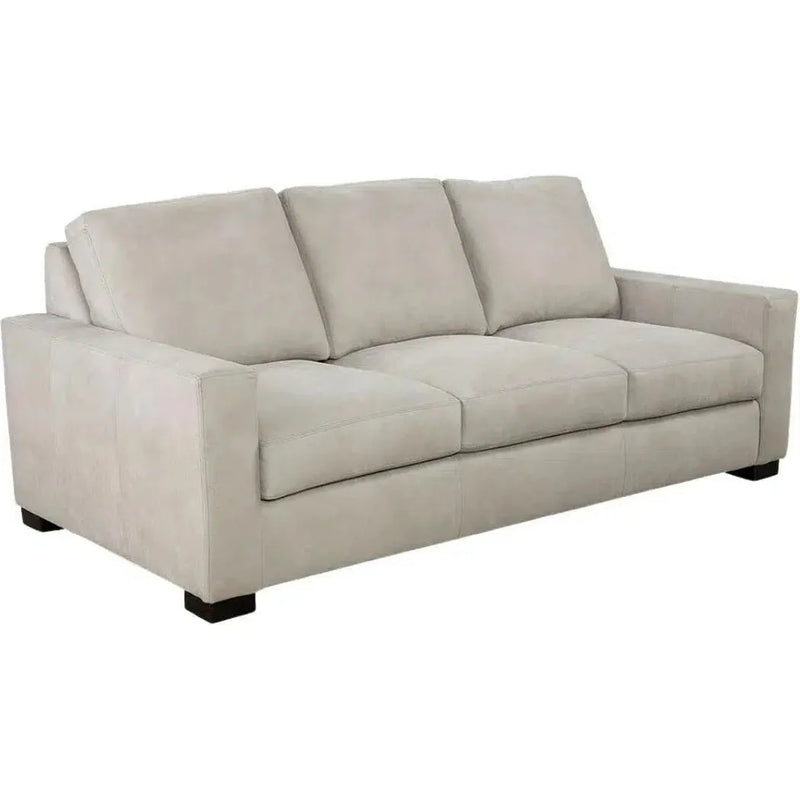 Alabama High Back Leather Sofa Light Gray Made In the USA Sofas & Loveseats LOOMLAN By Uptown Sebastian