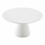 54" Contemporary High Gloss White Round Dining Table for 6 People Dining Tables LOOMLAN By Moe's Home