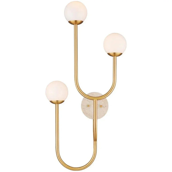 Highsmith Metal & Glass Gold Wall Sconce, Left - LOOMLAN - Currey & Co - Wall Sconces