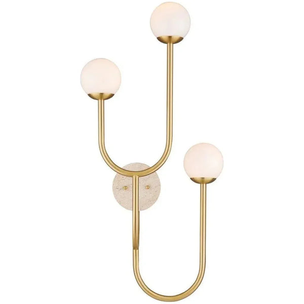 Highsmith Metal & Glass Gold Wall Sconce, Right - LOOMLAN - Currey & Co - Wall Sconces