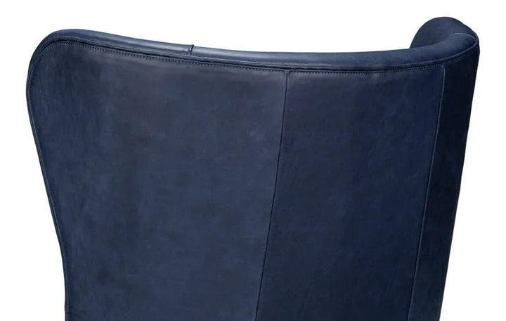 Hightower Distilled Blue Leather Chair - LOOMLAN - Sarreid - Club Chairs