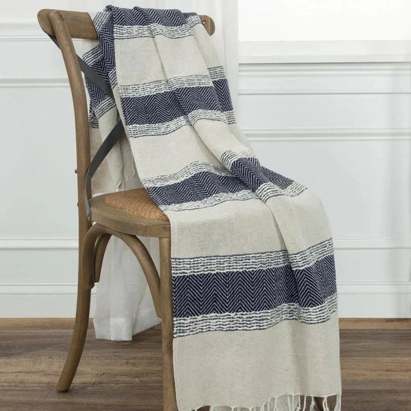 Hilda Soft Cotton Throw Blanket With Fringe-Throw Blankets-LOOMLAN-LOOMLAN