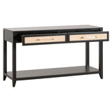 Holland 2-Drawer Console Table Black Wood & Rattan Console Tables LOOMLAN By Essentials For Living