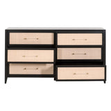 Holland 6-Drawer Double Dresser Black Wood & Rattan Dressers LOOMLAN By Essentials For Living