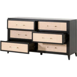 Holland 6-Drawer Double Dresser Black Wood & Rattan