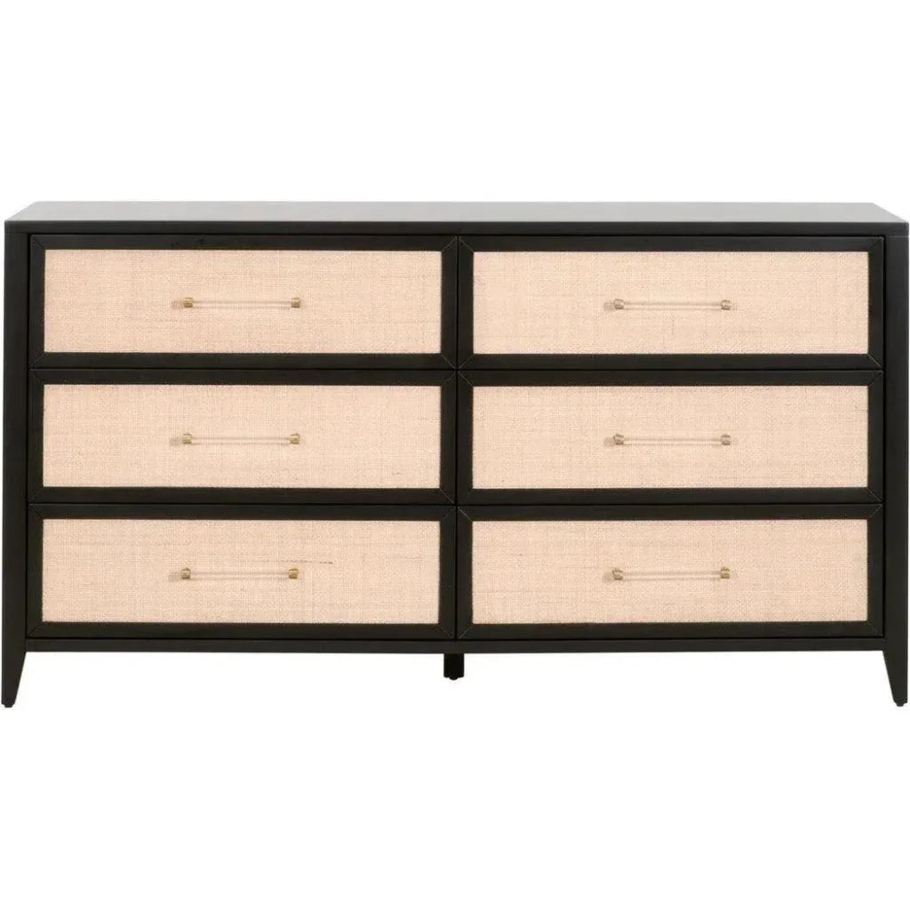 black and rattan dresser Frances Woven Tall Vanity with Mirror, the Marsden 6 Crestlive Products 6 Drawers dresser