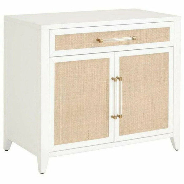 Holland Two Tone White Rattan Scandinavian Nightstand Nightstands LOOMLAN By Essentials For Living