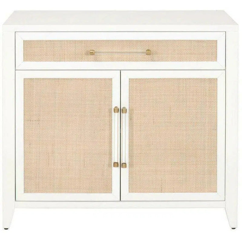 Holland White Rattan Scandinavian Nightstand