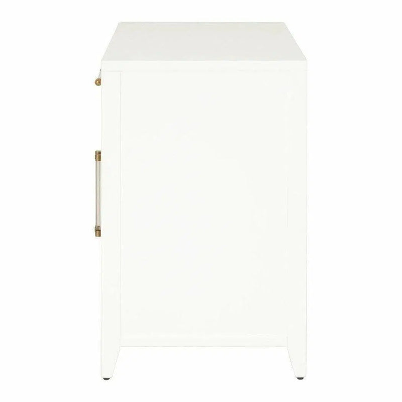 Holland White Rattan Scandinavian Nightstand